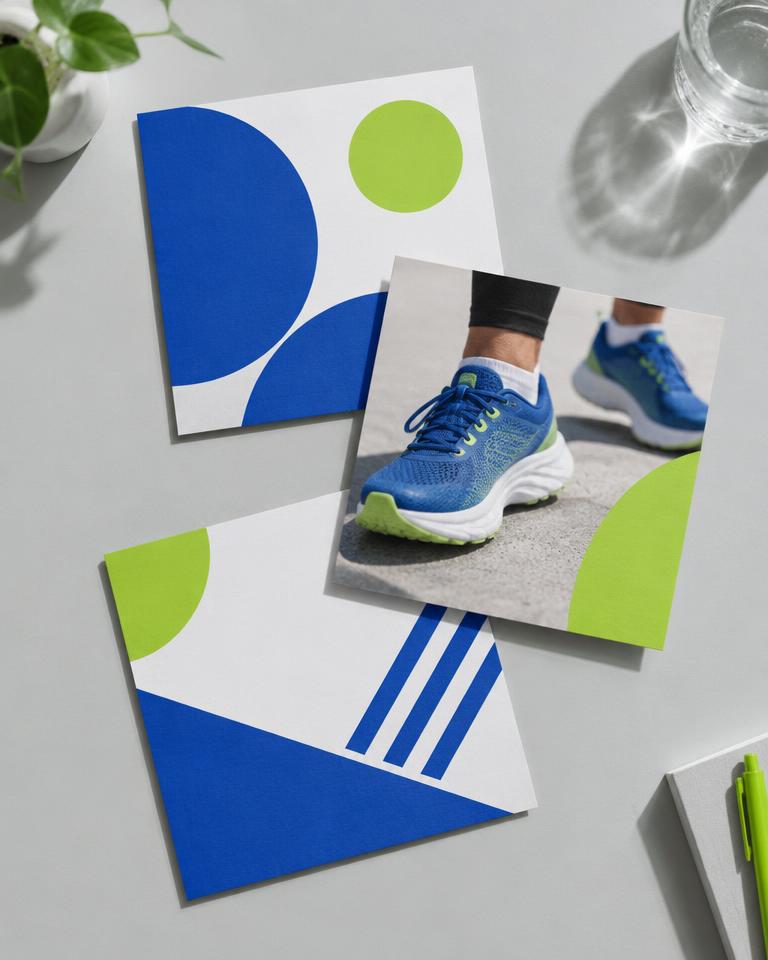 Sequenza di grafiche coordinate blu e verde